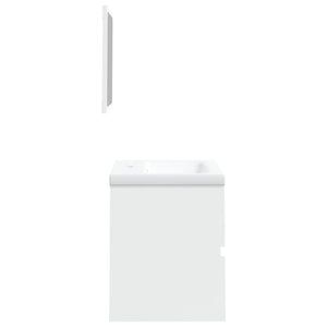 Waschbeckenunterschrank mit Waschbecken und Spiegel Weiß
