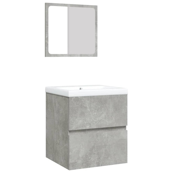 Waschbeckenunterschrank mit Waschbecken und Spiegel Betongrau