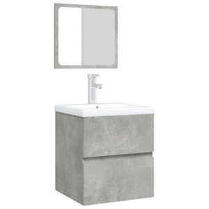 Waschbeckenunterschrank mit Waschbecken und Spiegel Betongrau