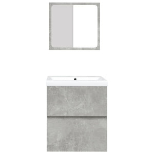 Waschbeckenunterschrank mit Waschbecken und Spiegel Betongrau