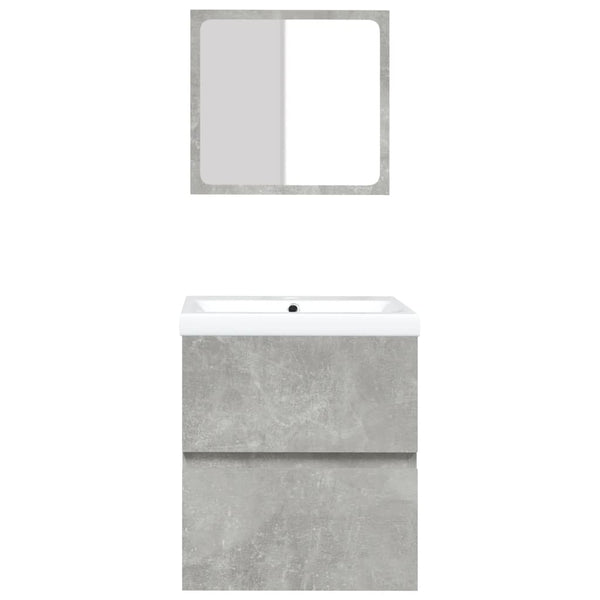 Waschbeckenunterschrank mit Waschbecken und Spiegel Betongrau