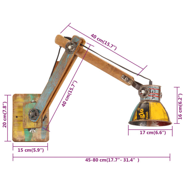 Industrie Wandleuchte Mehrfarbig E27
