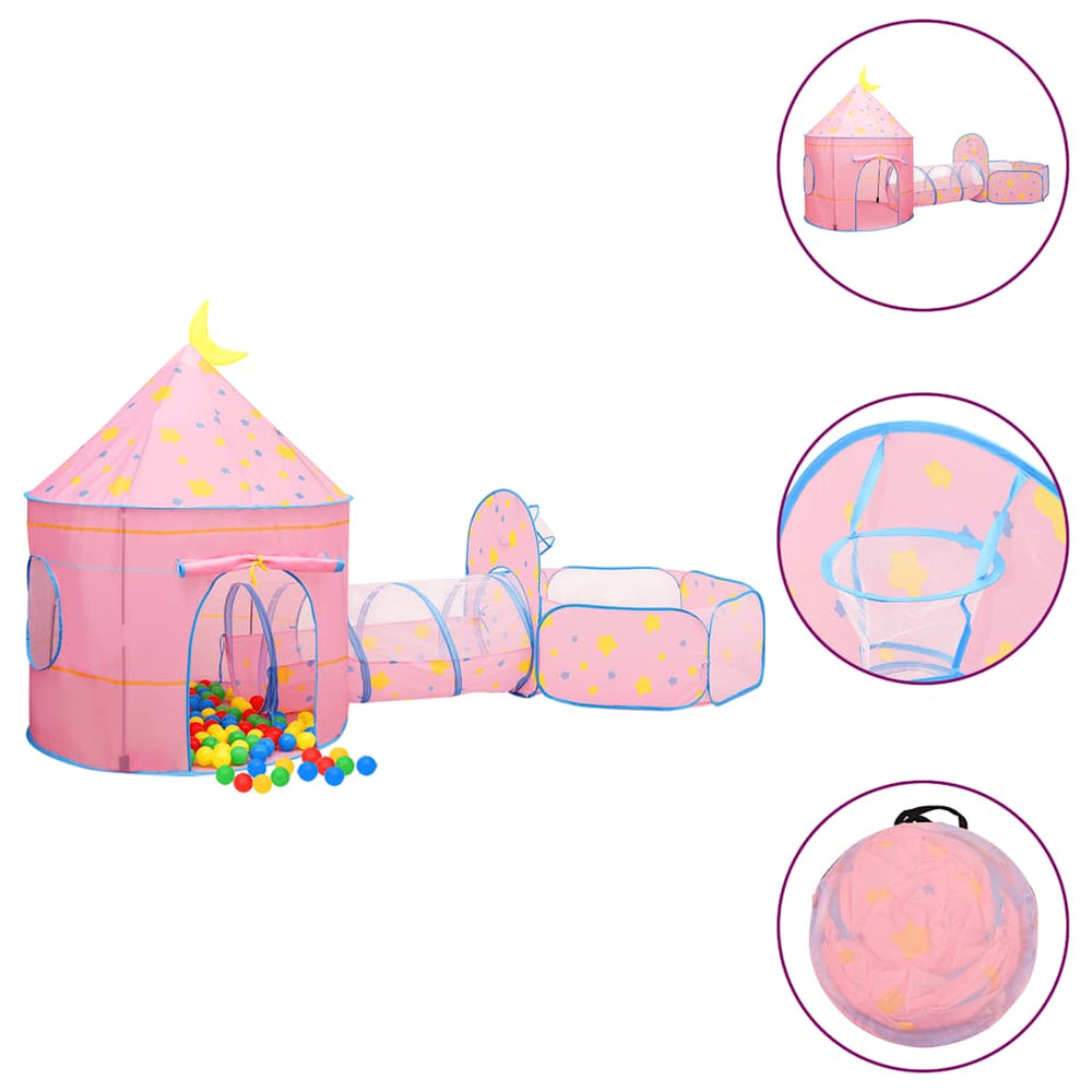 Rosa Spielzelt mit Tunnel für Kinder