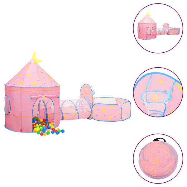 Rosa Spielzelt mit Tunnel für Kinder