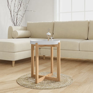 Weißer Couchtisch 41x41 cm Kiefer Massivholz