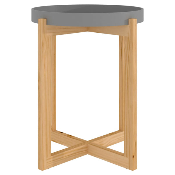 Grauer Couchtisch 41x41 cm Kiefer Massivholz