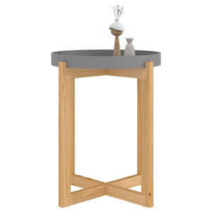 Grauer Couchtisch 41x41 cm Kiefer Massivholz