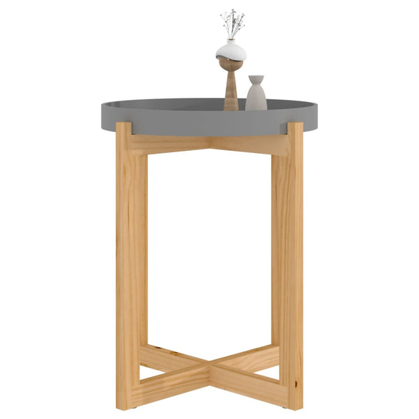 Grauer Couchtisch 41x41 cm Kiefer Massivholz
