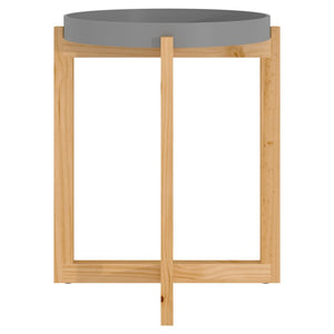 Grauer Couchtisch 41x41 cm Kiefer Massivholz
