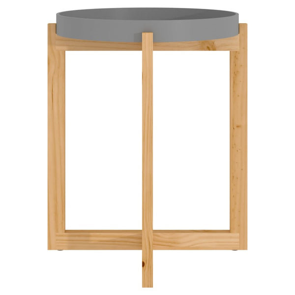 Grauer Couchtisch 41x41 cm Kiefer Massivholz