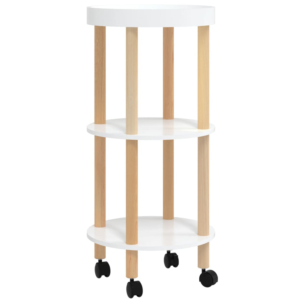vidaXL Serving Trolley 3 Tiers White 38x38x82cm Engineered Wood Pinewood