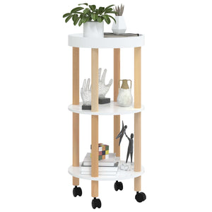 vidaXL Chariot de service à 3 étages Blanc 38x38x82 cm Bois d'ingénierie et pin