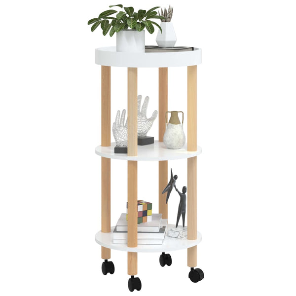 vidaXL Chariot de service à 3 étages Blanc 38x38x82 cm Bois d'ingénierie et pin