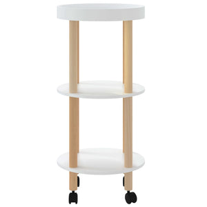 vidaXL Chariot de service à 3 étages Blanc 38x38x82 cm Bois d'ingénierie et pin