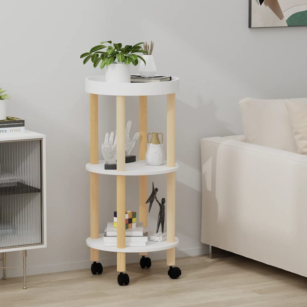 vidaXL Serving Trolley 3 Tiers White 38x38x82cm Engineered Wood Pinewood