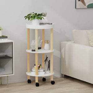vidaXL Chariot de service à 3 étages Blanc 38x38x82 cm Bois d'ingénierie et pin