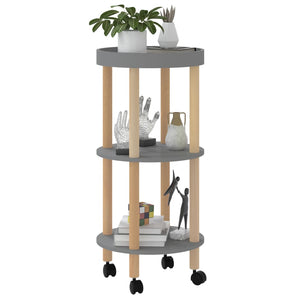 Servierwagen Grau 3 Etagen 38x38x82cm