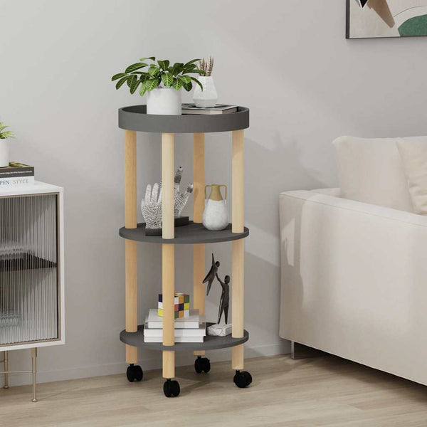 Servierwagen Grau 3 Etagen 38x38x82cm