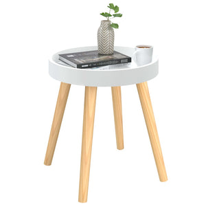 vidaXL Table d'appoint Blanc 38x38x40 cm Bois d'ingénierie Bois de pin massif