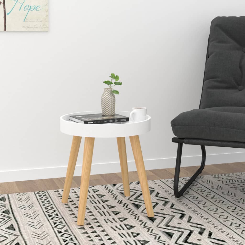 vidaXL Table d'appoint Blanc 38x38x40 cm Bois d'ingénierie Bois de pin massif