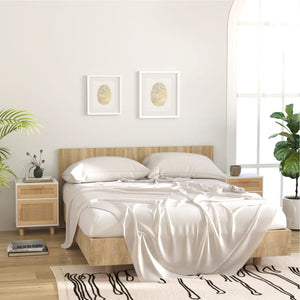 Weißer Nachttisch Kiefer Massivholz Rattan