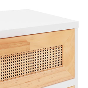 Weißer Nachttisch Kiefer Massivholz Rattan