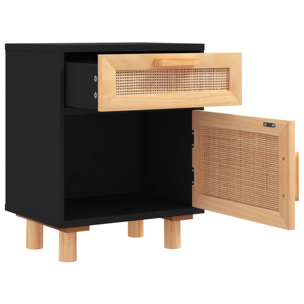 Nachttische 2er Set Schwarz Kiefer Massivholz