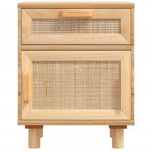 Nachttisch Braun Kiefer Massivholz Rattan