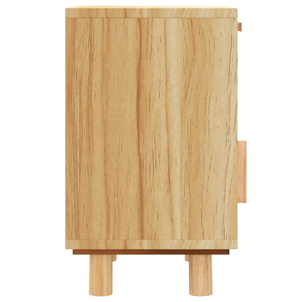 Nachttische 2er Set Kiefer Massivholz Rattan Braun