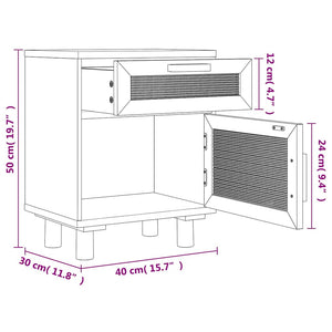 Nachttische 2er Set Kiefer Massivholz Rattan Braun