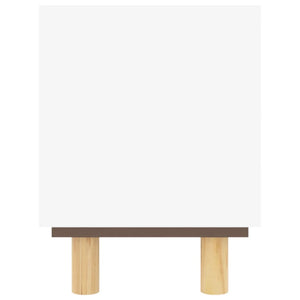 vidaXL Meuble TV blanc 80x30x40 cm Pin massif et rotin naturel