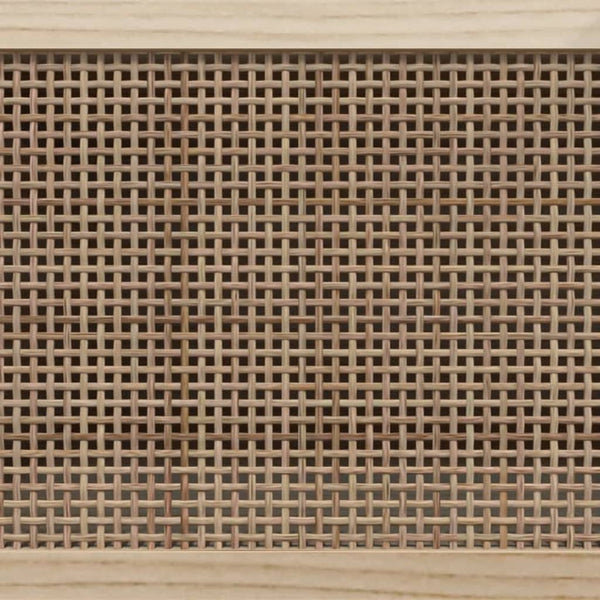 vidaXL Meuble TV blanc 80x30x40 cm Pin massif et rotin naturel