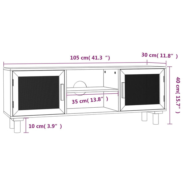 TV-Schrank Braun Kiefer Massivholz 105cm