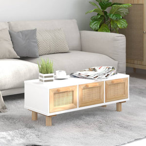 vidaXL Table basse blanc 80x40x30 cm Bois d'ingénierie et pin massif