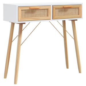 Weißer Konsolentisch Kiefer Massivholz & Rattan