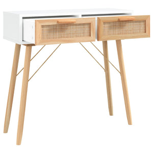 Weißer Konsolentisch Kiefer Massivholz & Rattan