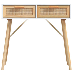 Weißer Konsolentisch Kiefer Massivholz & Rattan