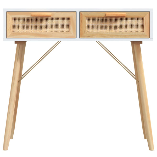 Weißer Konsolentisch Kiefer Massivholz & Rattan