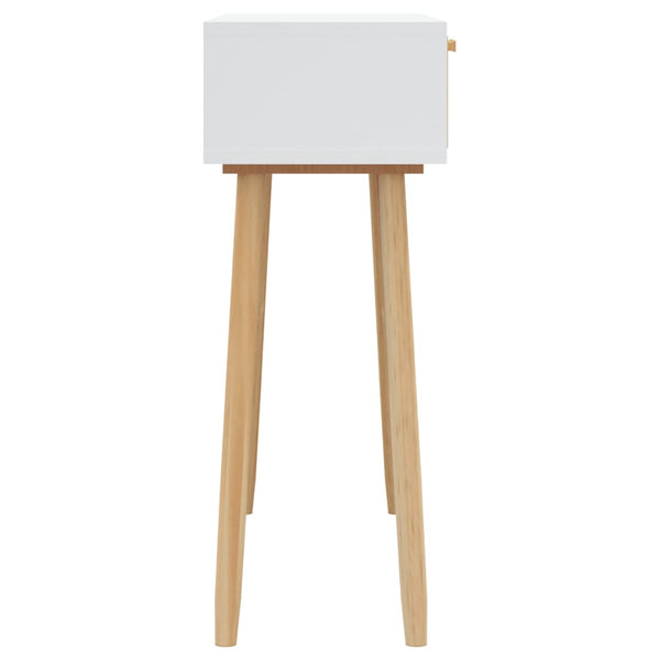 Weißer Konsolentisch Kiefer Massivholz & Rattan
