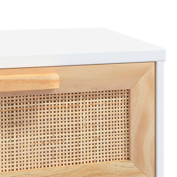 Weißer Konsolentisch Kiefer Massivholz & Rattan
