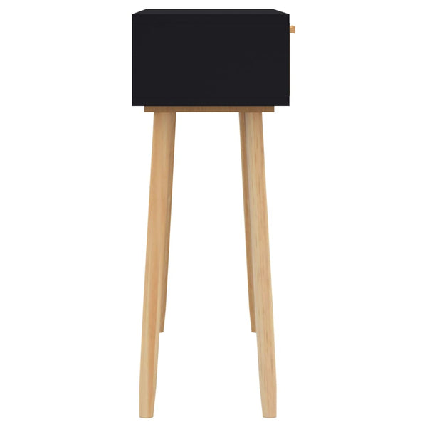 Schwarzer Konsolentisch 80cm Kiefer Massivholz Rattan