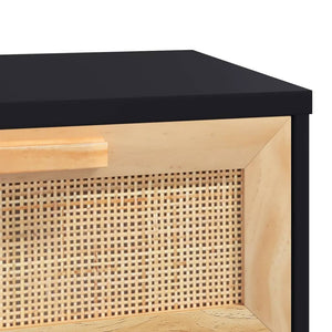 Schwarzer Konsolentisch 80cm Kiefer Massivholz Rattan