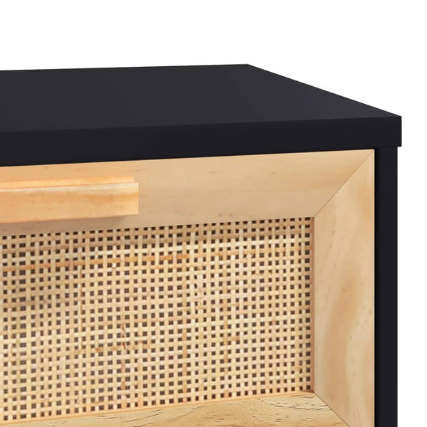 Schwarzer Konsolentisch 80cm Kiefer Massivholz Rattan