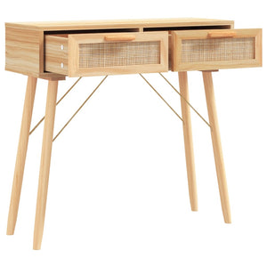 Brauner Konsolentisch 80cm Kiefer Massivholz Rattan