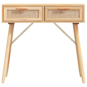 Brauner Konsolentisch 80cm Kiefer Massivholz Rattan