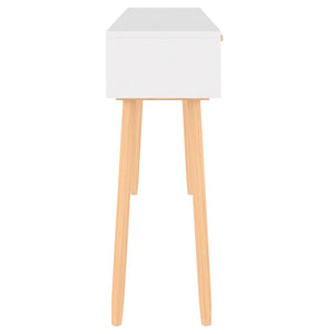 vidaXL Console Blanche 105x30x75 cm Bois de pin massif Rotin naturel