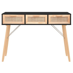 Schwarzer Konsolentisch 105cm Massivholz Rattan