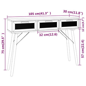 Schwarzer Konsolentisch 105cm Massivholz Rattan