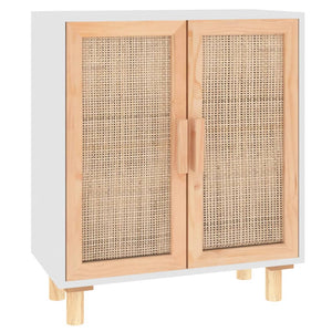 Sideboard Weiß Kiefer Massivholz & Rattan 60x70 cm