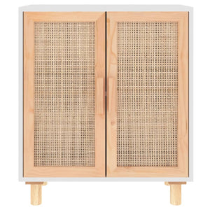 Sideboard Weiß Kiefer Massivholz & Rattan 60x70 cm